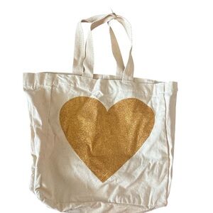 Gold Heart Canvas Tote Bag